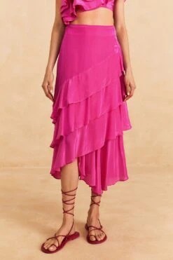 Farm Rio Dark Pink Marocaine Ruffle Skirt -Colorful Wear Store 313615 03