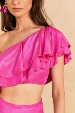 Farm Rio Dark Pink Marocaine Ruffle Top -Colorful Wear Store 313616 03