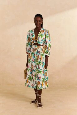 Farm Rio Tropical Paradise Midi Skirt