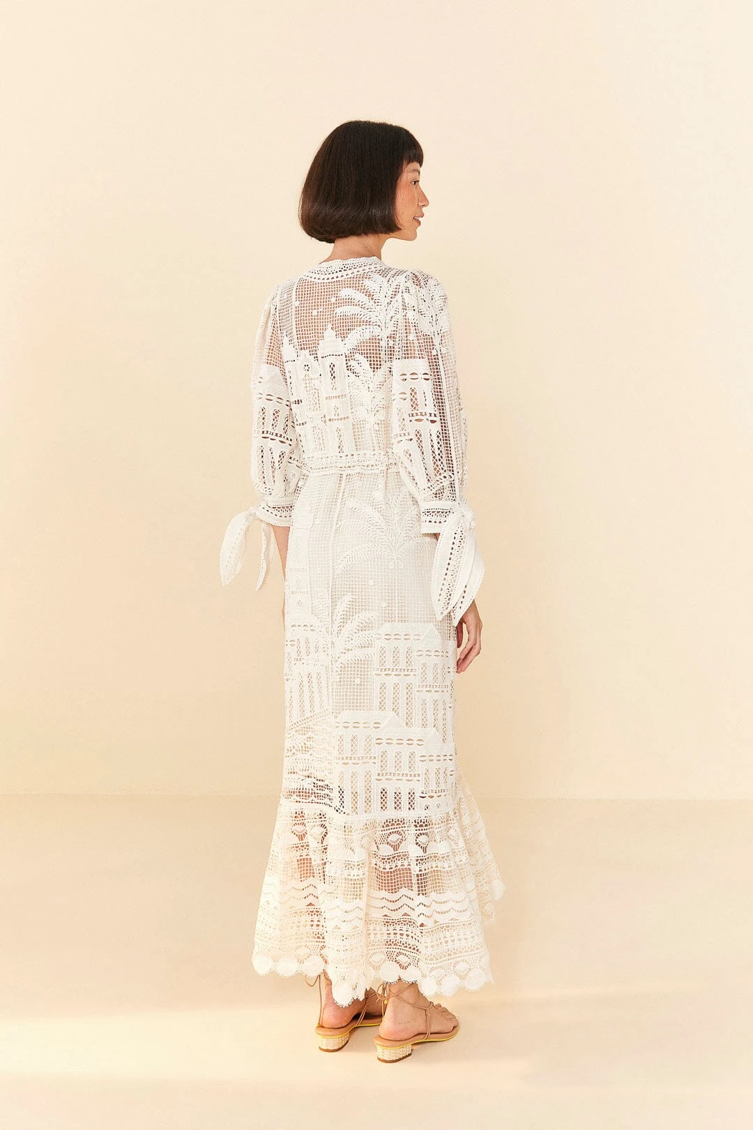 Farm Rio Off-White Morada Boa Guipure Dress 4 Farm Rio Off-White Morada Boa Guipure Dress - Image 4