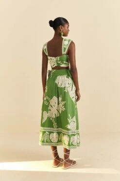 Farm Rio Green Lace Monsteras Crop Top -Colorful Wear Store 313644 03