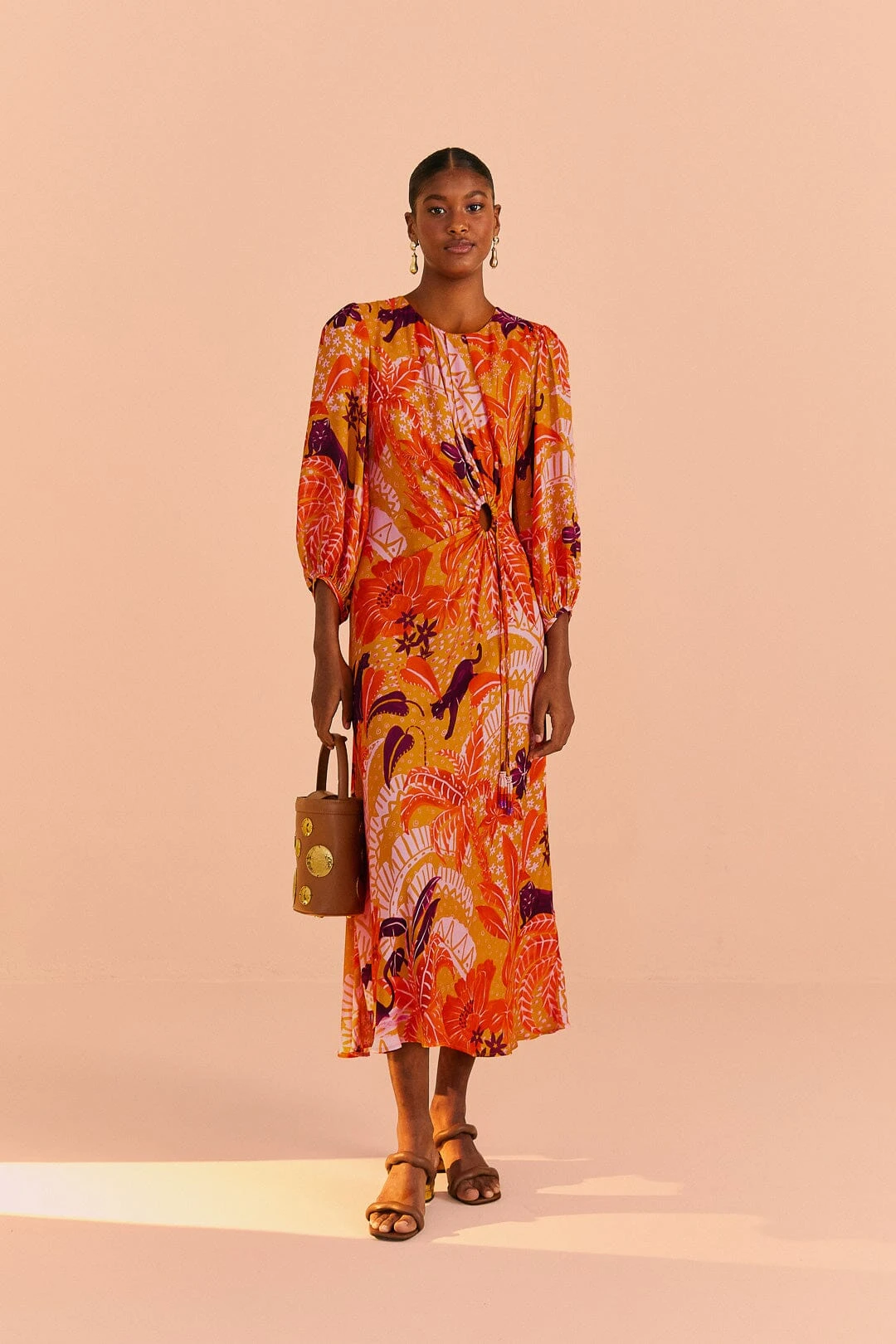 Farm Rio Beige Jungle Panther Lenzing™ Ecovero™ Viscose Midi Dress 1 Farm Rio Beige Jungle Panther Lenzing™ Ecovero™ Viscose Midi Dress