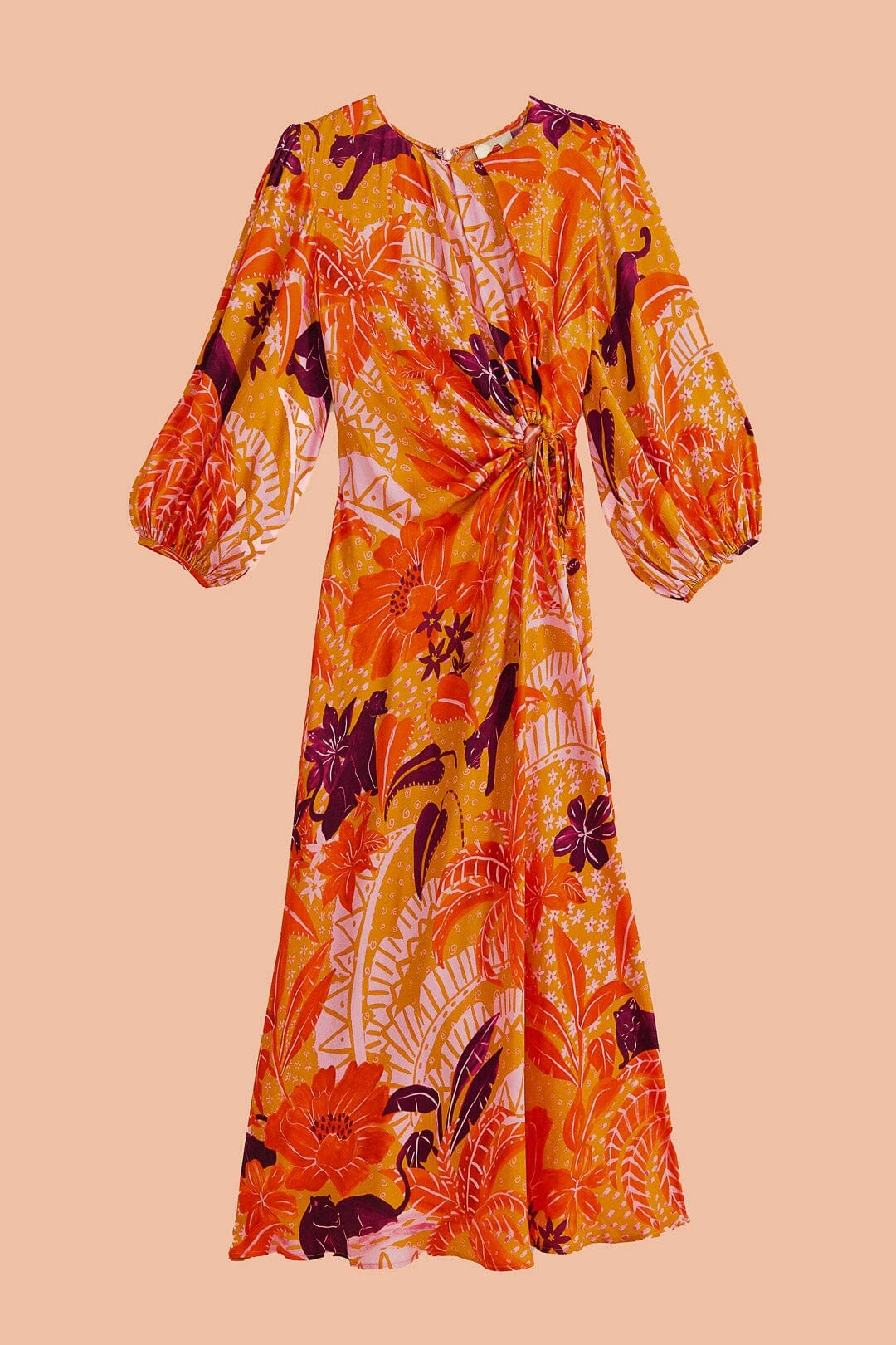 Farm Rio Beige Jungle Panther Lenzing™ Ecovero™ Viscose Midi Dress 7 Farm Rio Beige Jungle Panther Lenzing™ Ecovero™ Viscose Midi Dress - Image 7