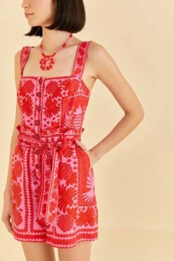 Farm Rio Red Jungle Scarf Romper 8 Farm Rio Red Jungle Scarf Romper -Colorful Wear Store 313677 03