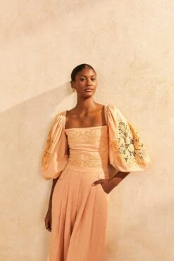 Farm Rio Dark Sand Lace Blouse -Colorful Wear Store 313679 03