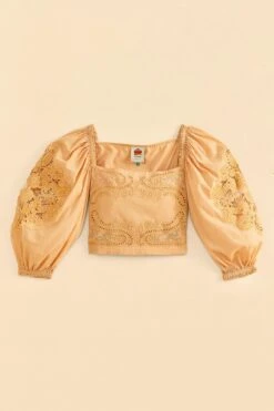 Farm Rio Dark Sand Lace Blouse -Colorful Wear Store 313679 06