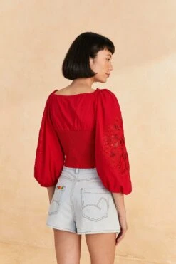Farm Rio Red Lace Blouse 9 Farm Rio Red Lace Blouse -Colorful Wear Store 313682 04
