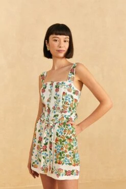Farm Rio Off-White Tropical Romance Romper