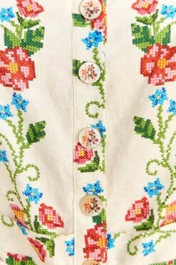 Farm Rio Off-White Tropical Romance Romper -Colorful Wear Store 313683 04