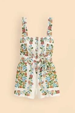 Farm Rio Off-White Tropical Romance Romper -Colorful Wear Store 313683 05