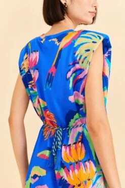 Farm Rio Blue Painted Jungle T-Shirt Dress -Colorful Wear Store 313685 03