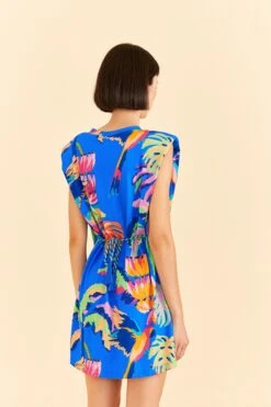 Farm Rio Blue Painted Jungle T-Shirt Dress -Colorful Wear Store 313685 04