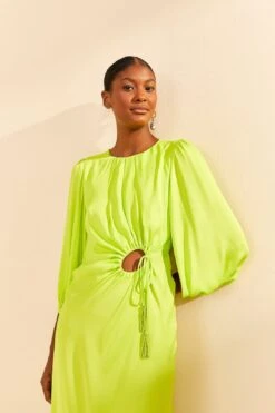 Farm Rio Lime Circle Cut Out Lenzing™ Ecovero™ Viscose Midi Dress -Colorful Wear Store 313687 03