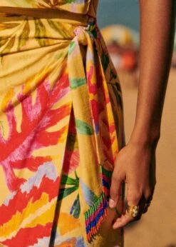 Farm Rio Summer Forest Yellow Bia Midi Skirt -Colorful Wear Store 313792 03