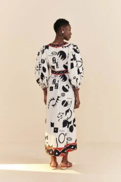 Farm Rio Off-White Pitta Soul Puff Sleeve Midi Dress 9 Farm Rio Off-White Pitta Soul Puff Sleeve Midi Dress -Colorful Wear Store 314083 04