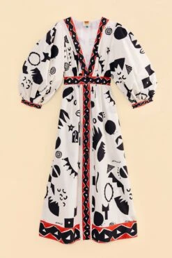 Farm Rio Off-White Pitta Soul Puff Sleeve Midi Dress 11 Farm Rio Off-White Pitta Soul Puff Sleeve Midi Dress -Colorful Wear Store 314083 06