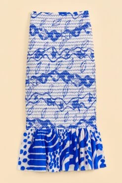 Farm Rio Off-White Pitta Waves Smocked Midi Skirt -Colorful Wear Store 314084 06