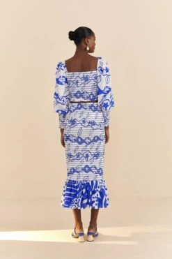 Farm Rio Off-White Pitta Waves Smocked Blouse -Colorful Wear Store 314085 04