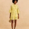 Farm Rio Light Yellow Palm Tree Mini Dress
