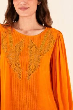Farm Rio Orange Lace Blouse -Colorful Wear Store 314469 03