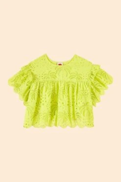 Farm Rio Lime Green Palm Tree Richelieu Blouse 11 Farm Rio Lime Green Palm Tree Richelieu Blouse -Colorful Wear Store 314472 06
