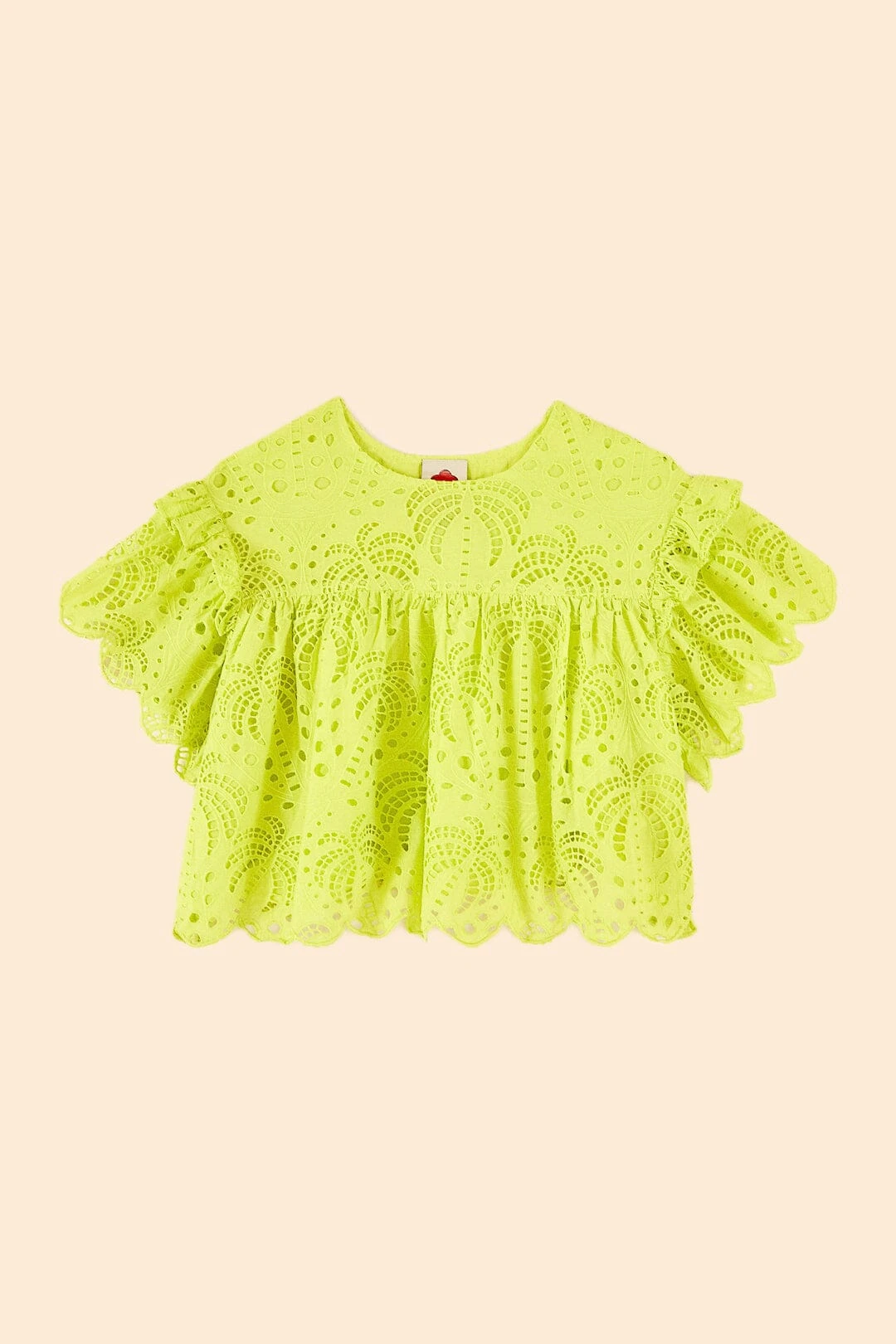 Farm Rio Lime Green Palm Tree Richelieu Blouse 6 Farm Rio Lime Green Palm Tree Richelieu Blouse - Image 6