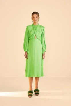 Farm Rio Lime Shoulder Pads Maxi Dress 8 Farm Rio Lime Shoulder Pads Maxi Dress -Colorful Wear Store 314476 02