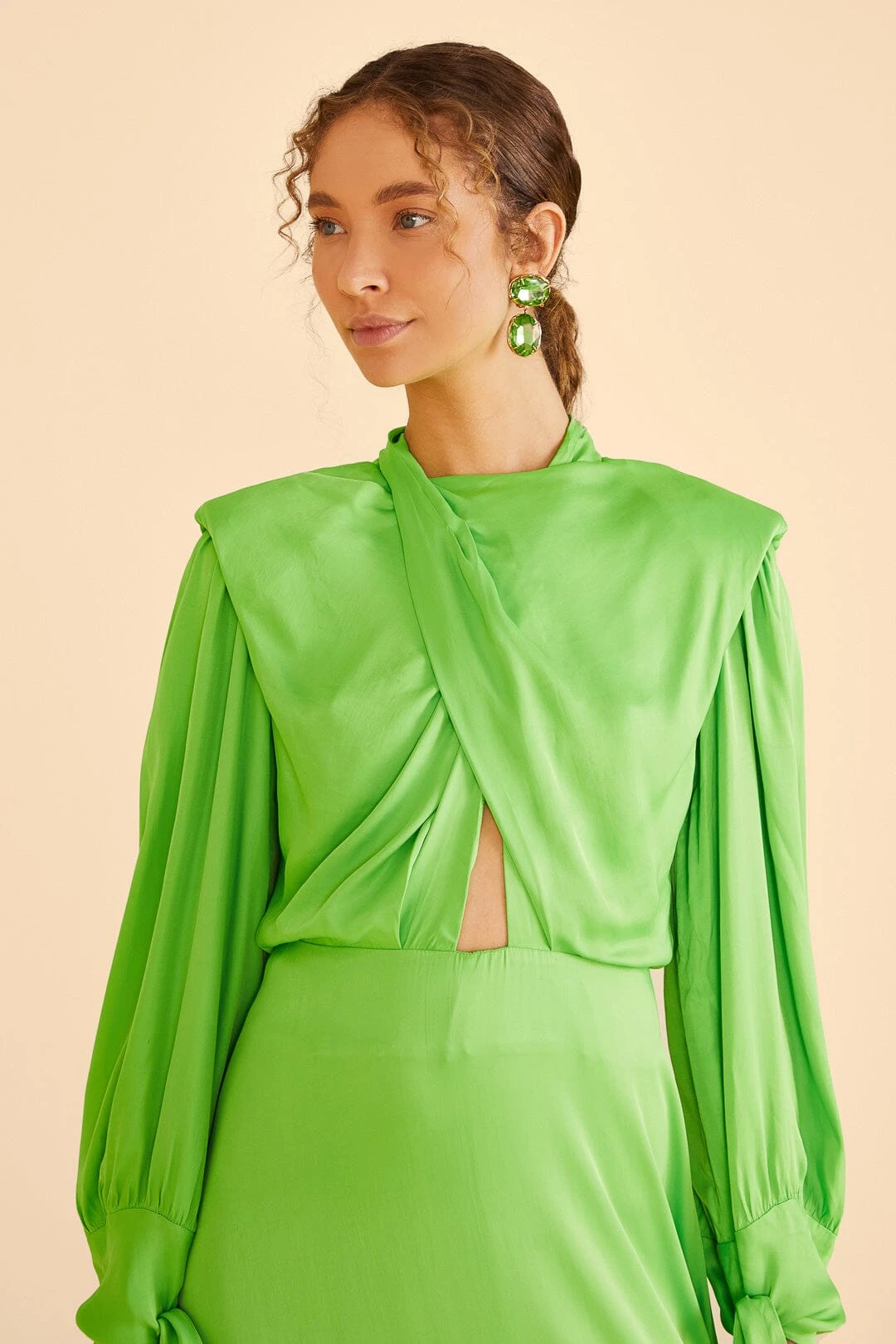 Farm Rio Lime Shoulder Pads Maxi Dress 2 Farm Rio Lime Shoulder Pads Maxi Dress - Image 2
