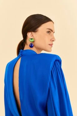Farm Rio Blue Shoulder Pads Maxi Dress 7 Farm Rio Blue Shoulder Pads Maxi Dress -Colorful Wear Store 314477 03
