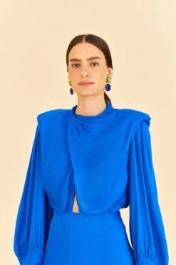 Farm Rio Blue Shoulder Pads Maxi Dress 9 Farm Rio Blue Shoulder Pads Maxi Dress -Colorful Wear Store 314477 05