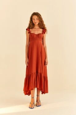 Farm Rio Brown Sleeveless Maxi Dress