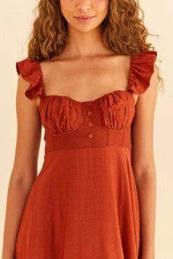 Farm Rio Brown Sleeveless Maxi Dress -Colorful Wear Store 314507 03