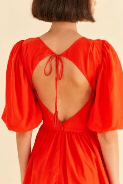 Farm Rio Red Short Sleeves Midi Dress 8 Farm Rio Red Short Sleeves Midi Dress -Colorful Wear Store 314511 03