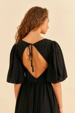 Farm Rio Black Short Sleeves Midi Dress -Colorful Wear Store 314512 05