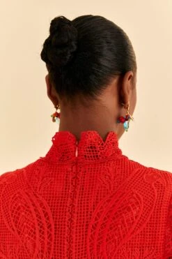 Farm Rio Red Guipure Cut Out Midi Dress 13 Farm Rio Red Guipure Cut Out Midi Dress -Colorful Wear Store 314516 05