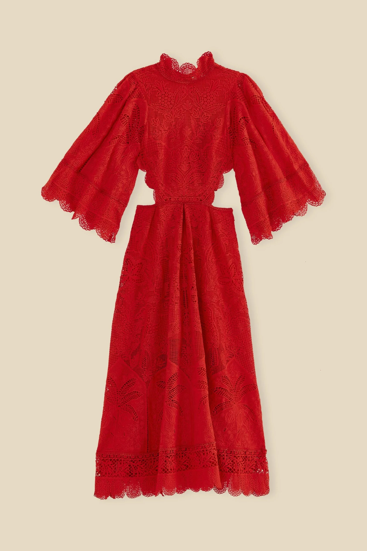 Farm Rio Red Guipure Cut Out Midi Dress 8 Farm Rio Red Guipure Cut Out Midi Dress - Image 8