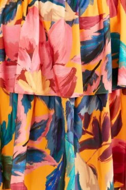 Farm Rio Yellow Painted Flowers Layered Maxi Dress -Colorful Wear Store 314752 06