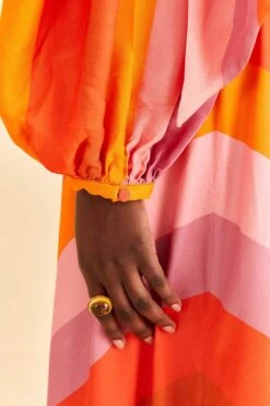 Farm Rio Party Stripes Multicolor One Shoulder Maxi Dress -Colorful Wear Store 314757 06