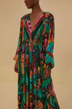 Farm Rio Banana Foliage V Neckline Maxi Dress 8 Farm Rio Banana Foliage V Neckline Maxi Dress -Colorful Wear Store 314760 04