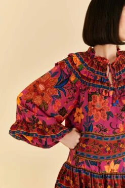 Farm Rio Pink Tropical Tapestry Long Sleeve Blouse 9 Farm Rio Pink Tropical Tapestry Long Sleeve Blouse -Colorful Wear Store 315105 03