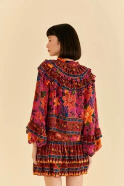 Farm Rio Pink Tropical Tapestry Long Sleeve Blouse 10 Farm Rio Pink Tropical Tapestry Long Sleeve Blouse -Colorful Wear Store 315105 04
