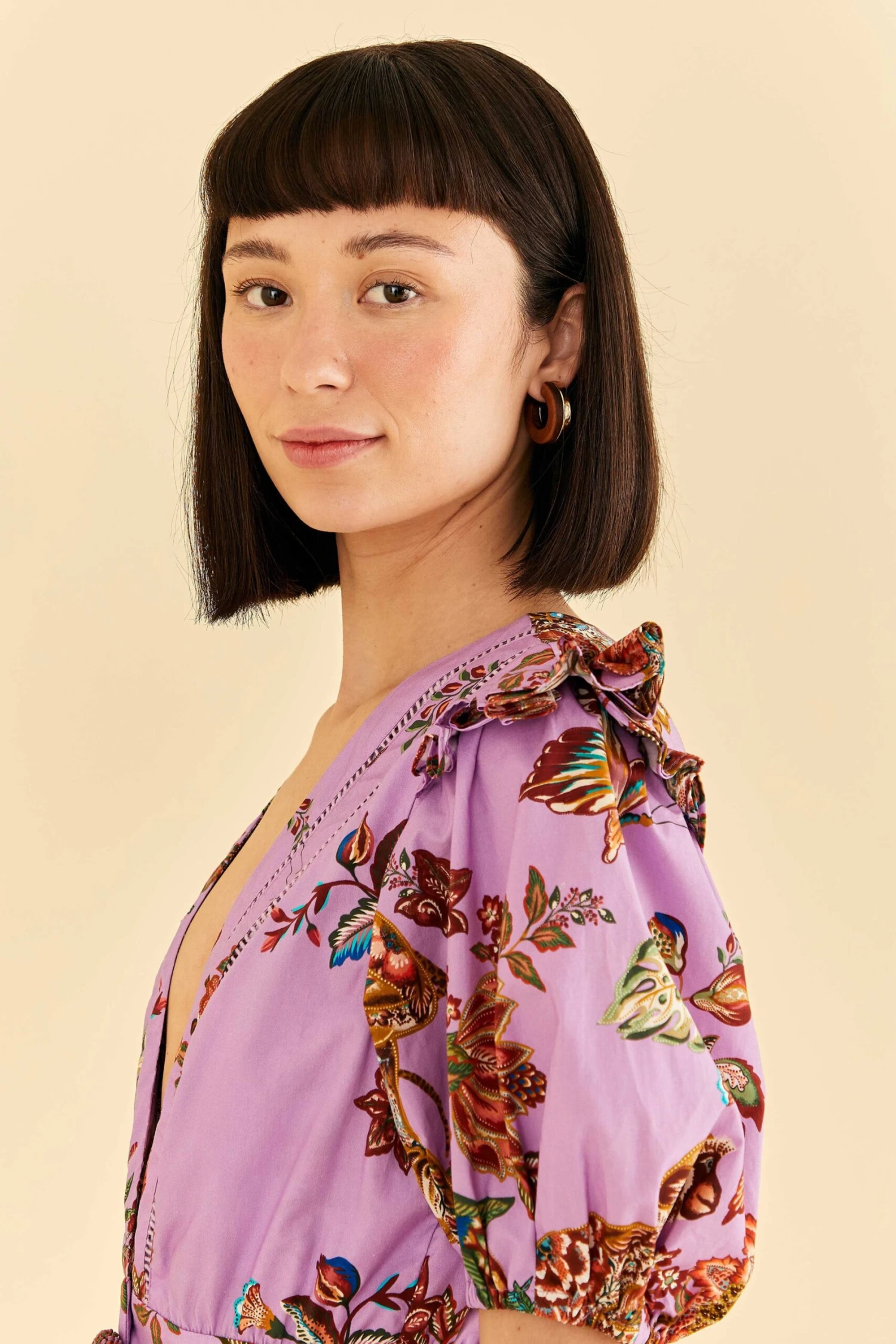 Farm Rio Lilac Floral Monkey Short Sleeve Romper 3 Farm Rio Lilac Floral Monkey Short Sleeve Romper - Image 3