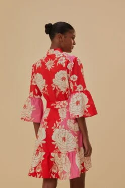 Farm Rio Pink Soft Garden Short Sleeve Mini Dress -Colorful Wear Store 315959 05