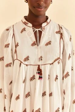 Farm Rio Off-White Embroidered Horses Midi Dress 8 Farm Rio Off-White Embroidered Horses Midi Dress -Colorful Wear Store 315962 03