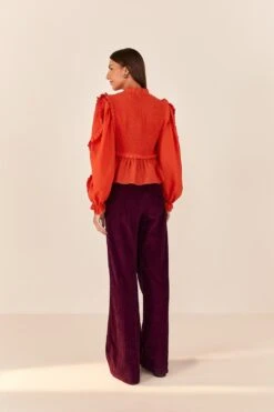 Farm Rio Burgundy Corduroy Pants -Colorful Wear Store 316009 04
