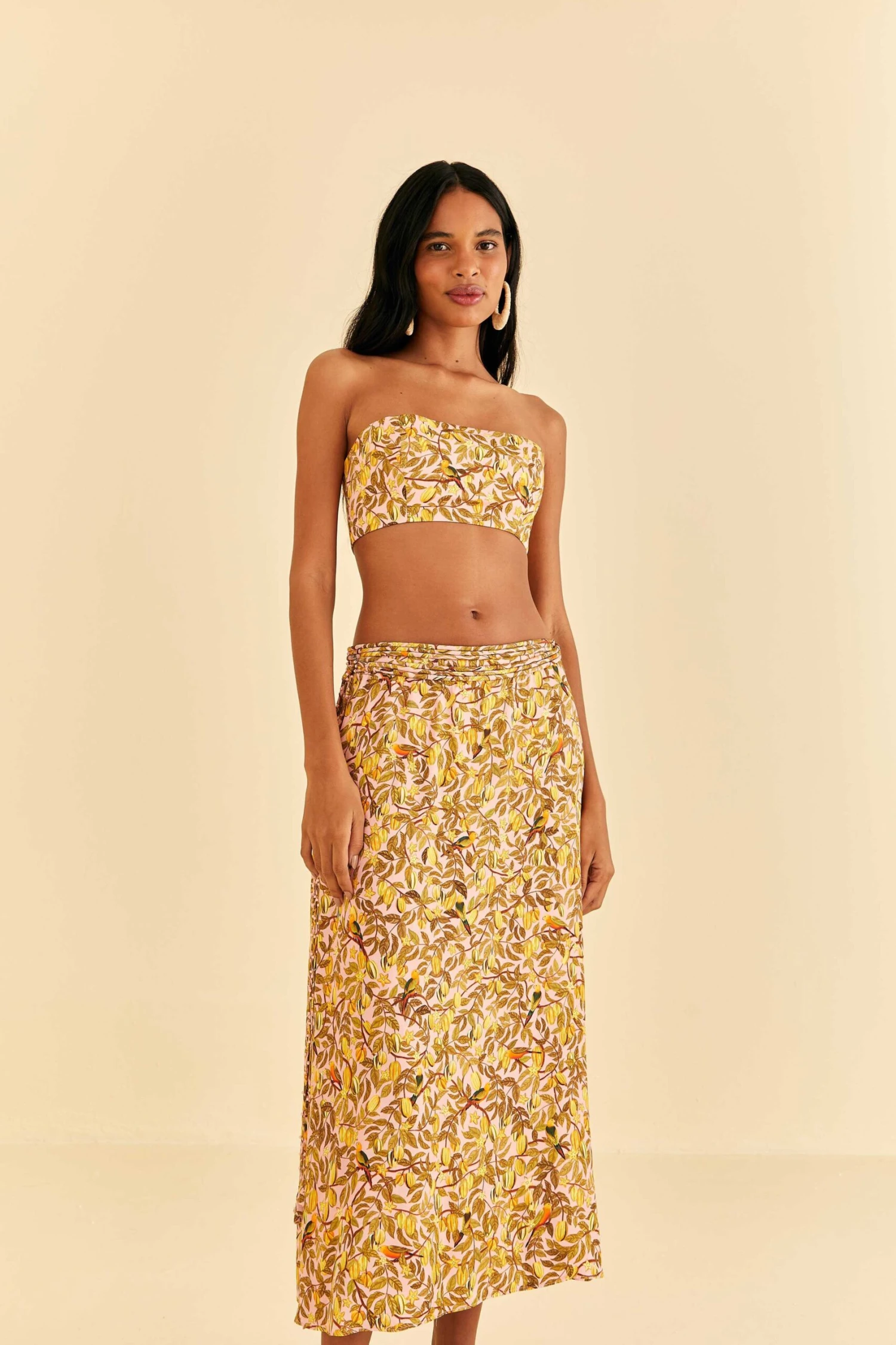 Farm Rio Light Pink Star Fruit Midi Skirt 2 Farm Rio Light Pink Star Fruit Midi Skirt - Image 2