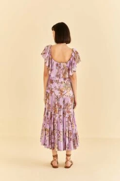 Farm Rio Lilac Floral Monkey Short Sleeve Maxi Dress 9 Farm Rio Lilac Floral Monkey Short Sleeve Maxi Dress -Colorful Wear Store 316417 04
