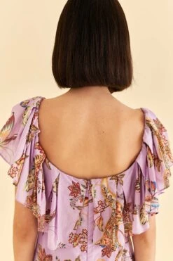 Farm Rio Lilac Floral Monkey Short Sleeve Maxi Dress 10 Farm Rio Lilac Floral Monkey Short Sleeve Maxi Dress -Colorful Wear Store 316417 05