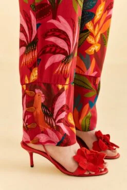 Farm Rio Red Rooster Leaves Pants 10 Farm Rio Red Rooster Leaves Pants -Colorful Wear Store 316429 05