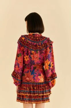 Farm Rio Pink Tropical Tapestry Mini Skirt -Colorful Wear Store 318099 04